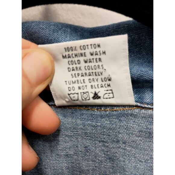 CMC By Color Me Cotton Womens Blue Denim Jacket Size Large Collared Button Front - Picture 5 of 8